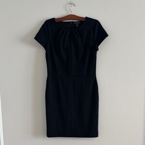 Banana Republic Black Short-Sleeve Dress with key-hole Neck Detail